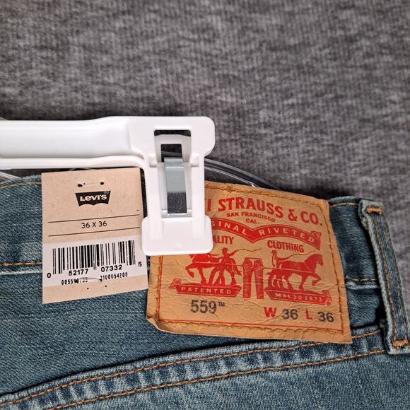 LEVI'S 559 Relaxed Fit Straight Leg Men Size 36x36 Denim Blue Stretch Cotton NWT - Picture 13 of 14